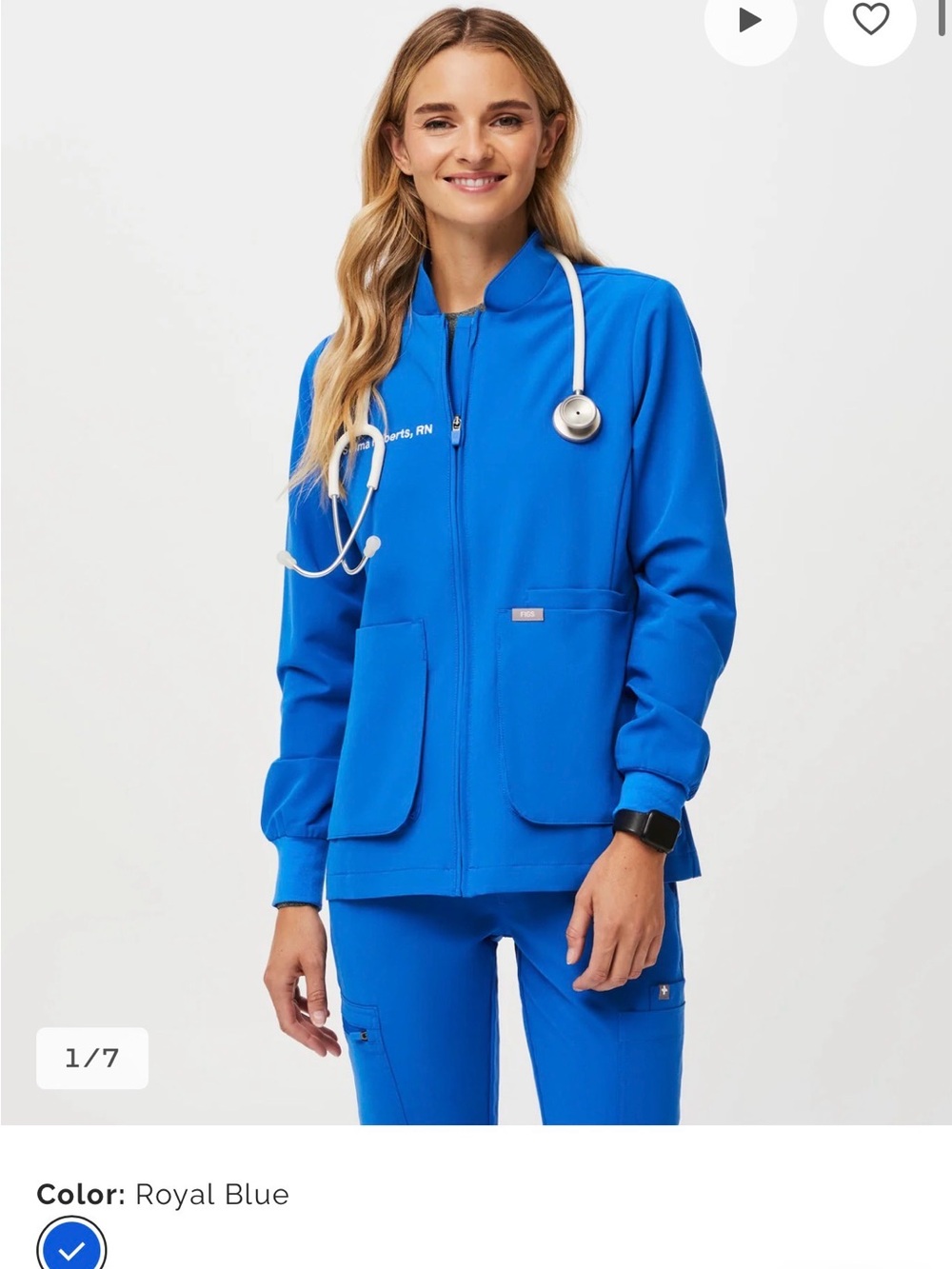 Figs Royal Blue Bomber Jacket for Women